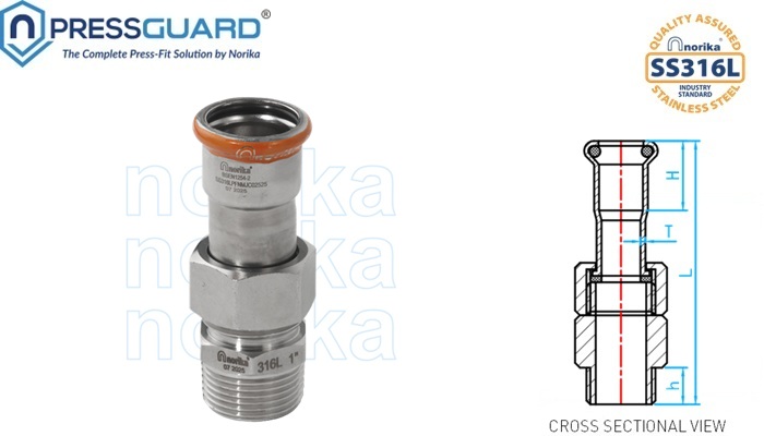Stainless Steel 316L Press Fit Male Joint Connector